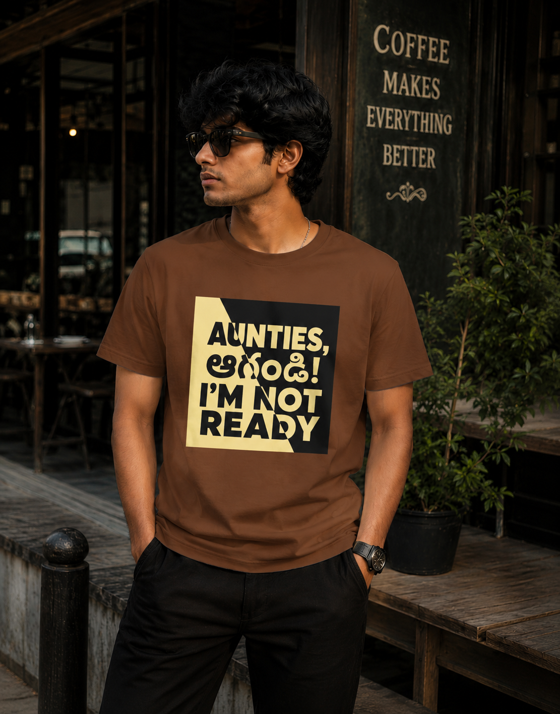 Aunties, ఆగండి! I’m Not Ready T-Shirt for Boys