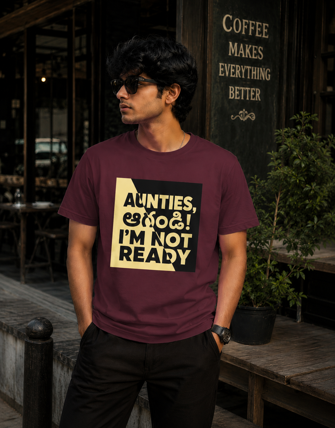 Aunties, ఆగండి! I’m Not Ready T-Shirt for Boys