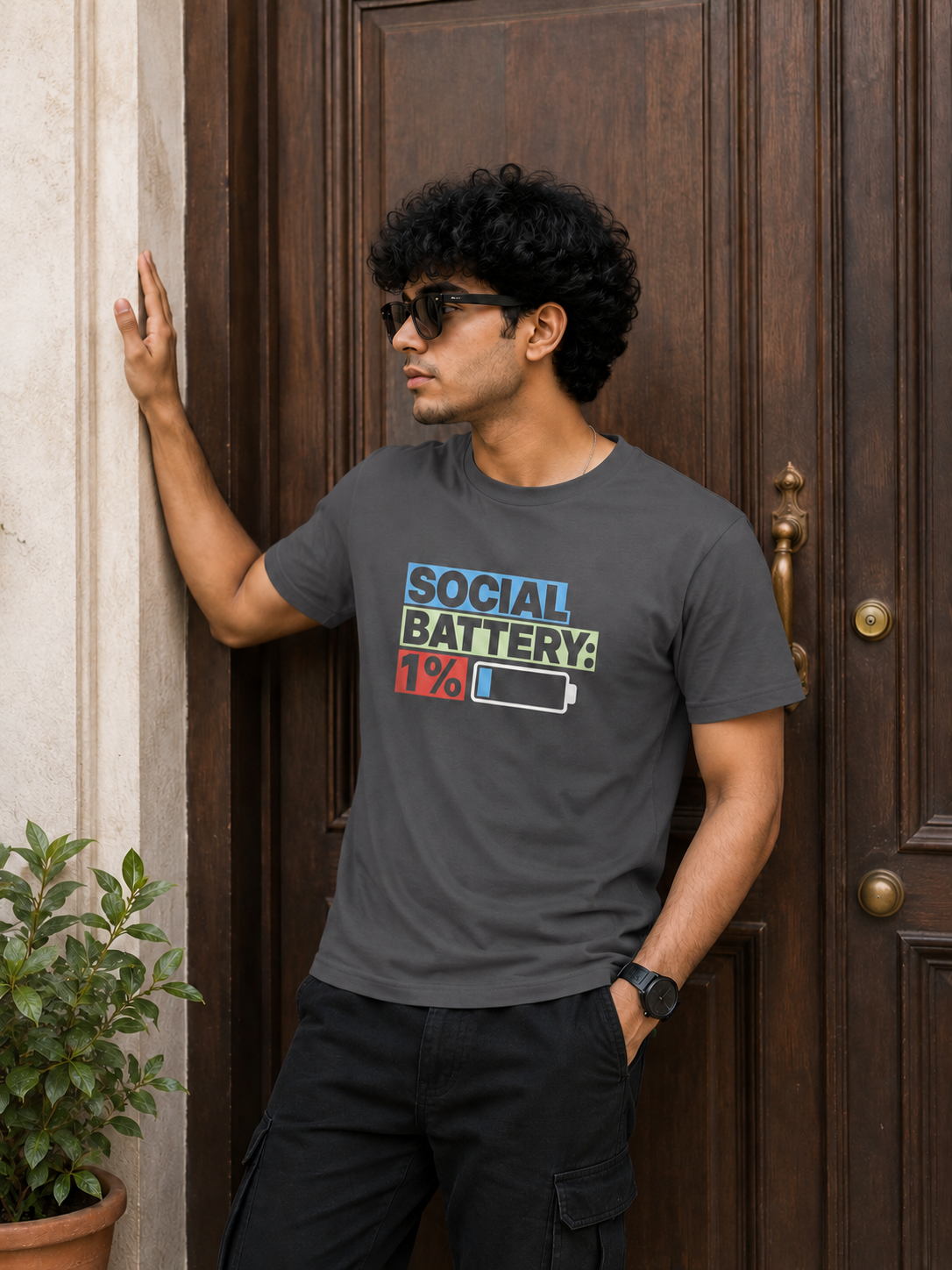 Social Battery: 1% T-Shirt for Boys