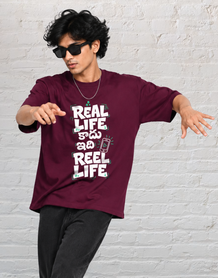 Real Life కాదు ఇది Reel Life Oversized T-Shirt